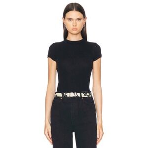 Enza Costa Cashmere Cap Sleeve Crewneck Top Black XS NWT